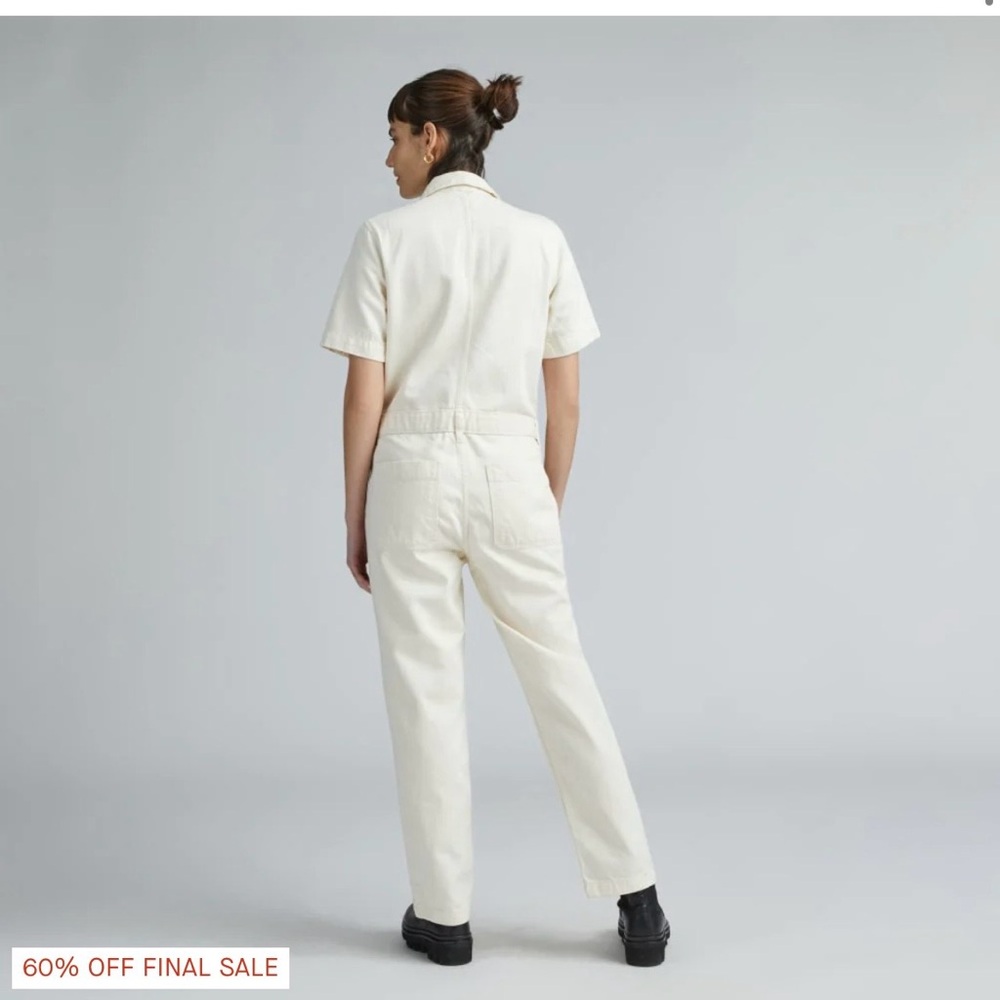 Everlane Super Soft Jean Coverall in Cream, Size 0 - Picture 2 of 7